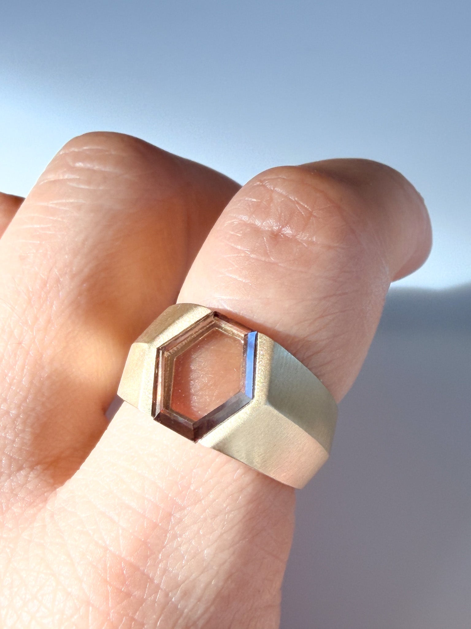 THE PORTRAIT Signet - Dark Brown Hexagon Diamond
